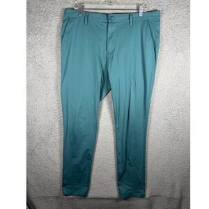 Rhone Commuter Pants Mens 36 Teal Blue Green Performance Stretch Slim Tapered